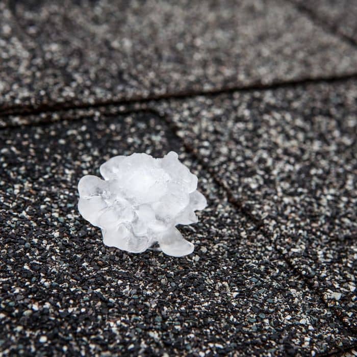 a piece of hail on a roof